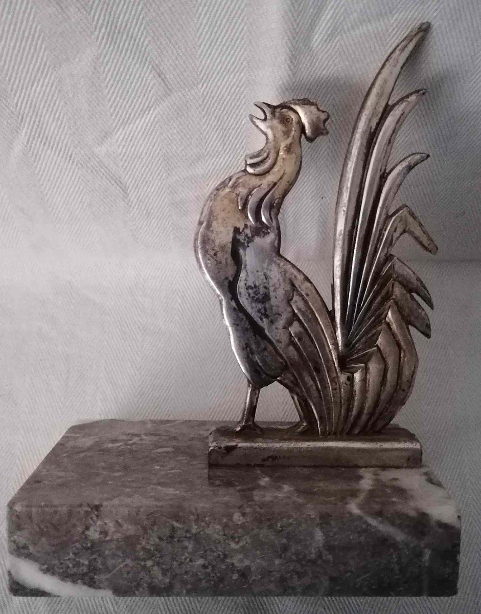 “gallica” Bookends In Silver Metal On Marble.-photo-1
