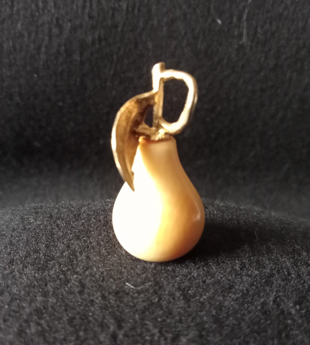 Pear Pendant 18 Kt Gold And Ivory Vintage 1960 1970-photo-2