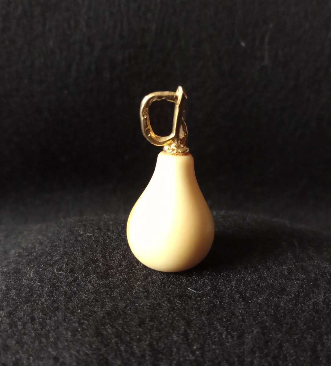 Pear Pendant 18 Kt Gold And Ivory Vintage 1960 1970-photo-4