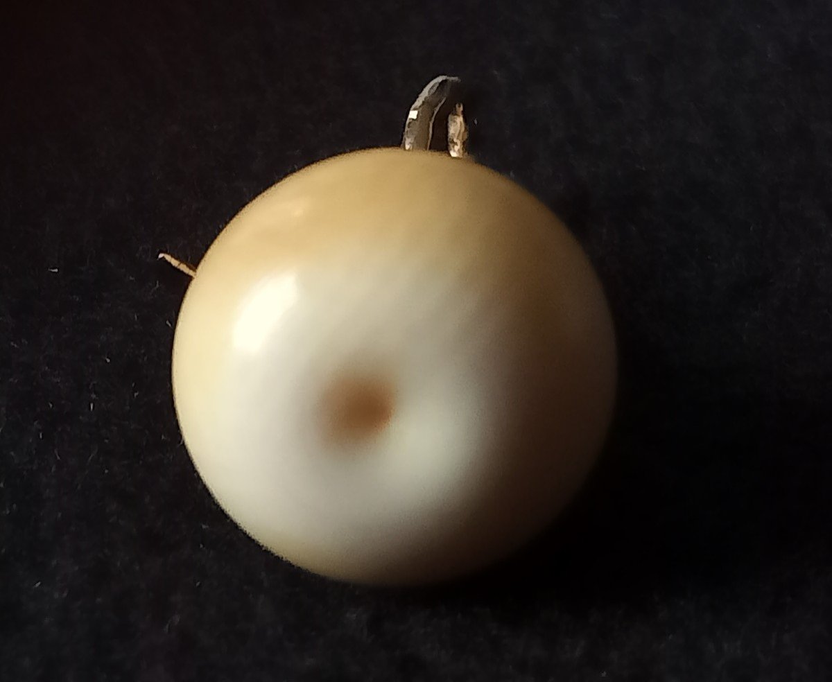Pear Pendant 18 Kt Gold And Ivory Vintage 1960 1970-photo-3