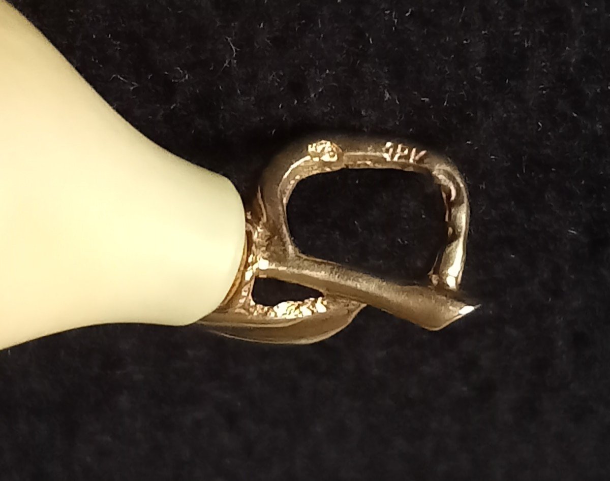 Pendentif poire or 18 kt et ivoire vintage 1960 1970-photo-7