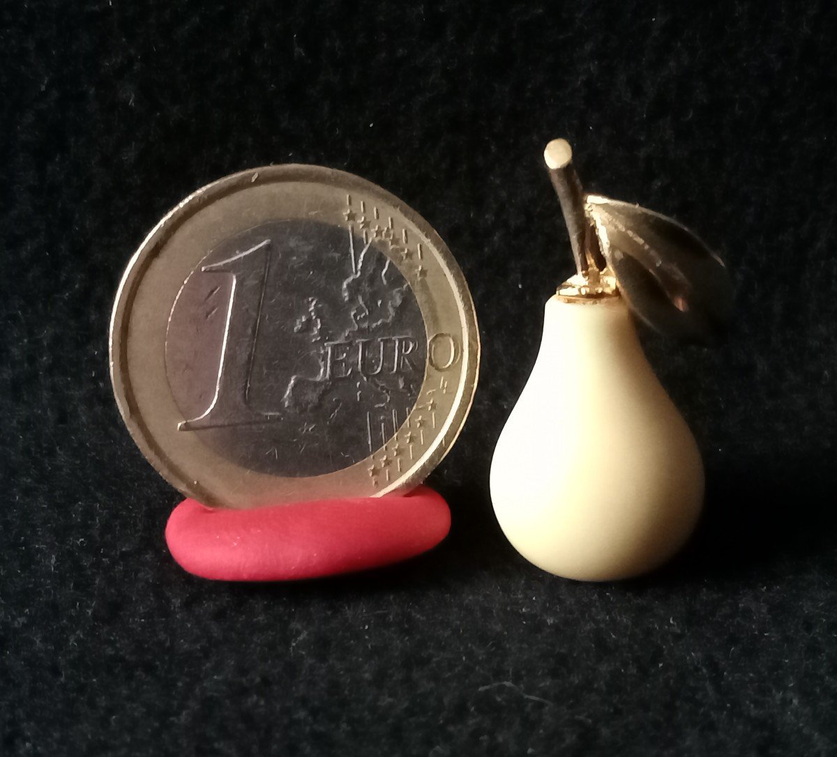 Pendentif poire or 18 kt et ivoire vintage 1960 1970-photo-8