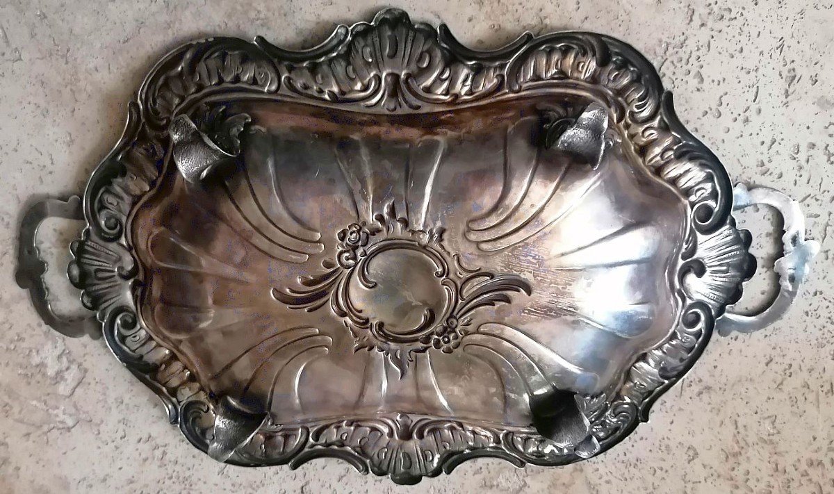 Silver Metal Starter Dish On Feet.-photo-2