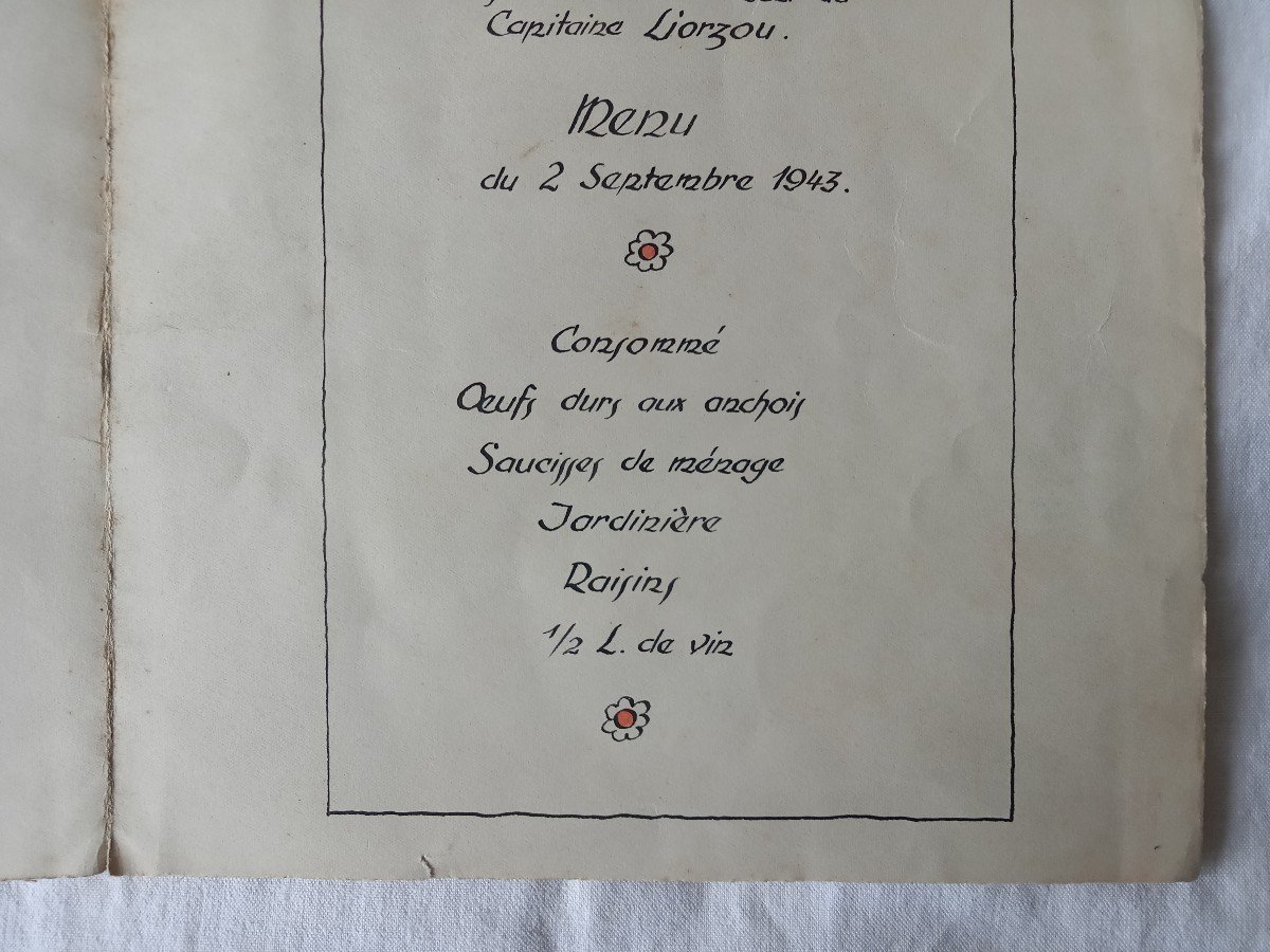 Légion étrangère . Menu 1943. Régiment R.M.L.E. Régiment de Marche de la Légion Etrangère-photo-6