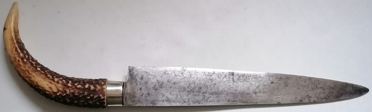 Very Old Large And Impressive Venison Cutting Kitchen Knife-photo-3
