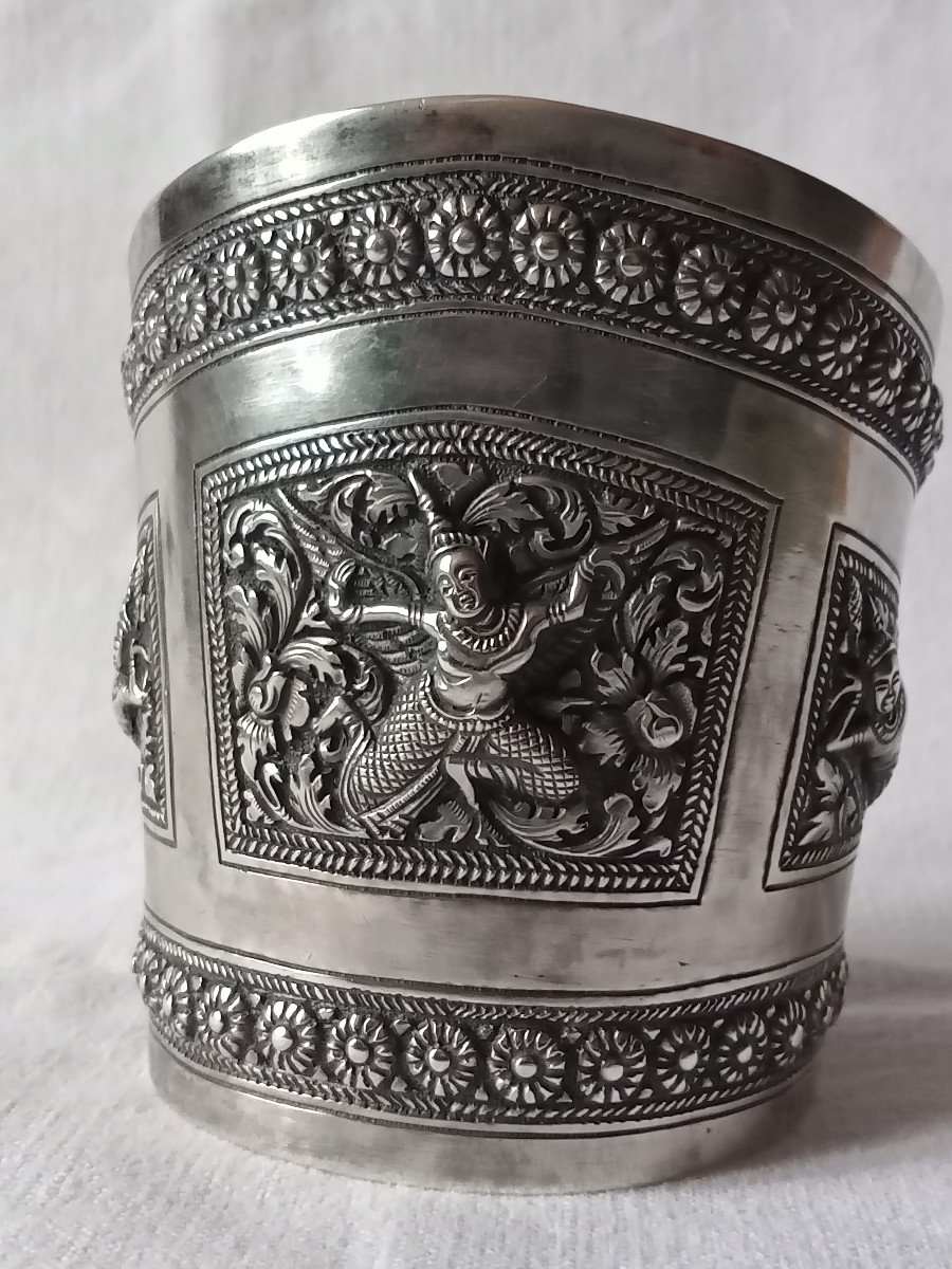 Solid Silver Indochina Cuff Bracelet -photo-3