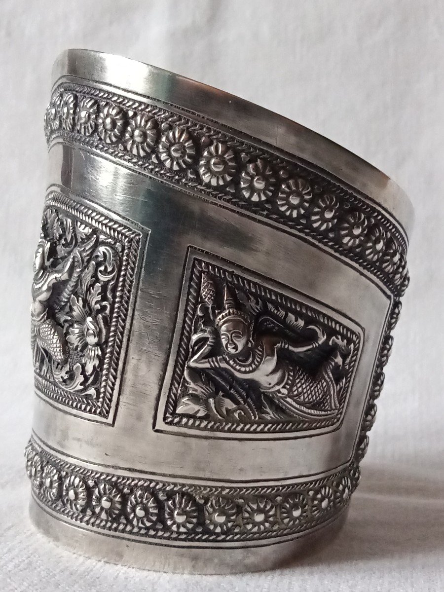 Solid Silver Indochina Cuff Bracelet -photo-4