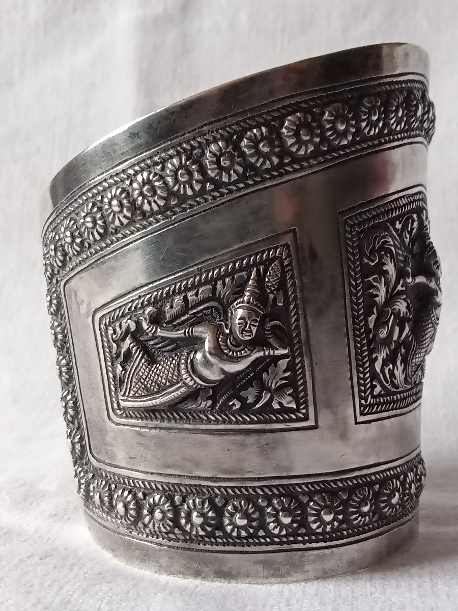 Solid Silver Indochina Cuff Bracelet -photo-5