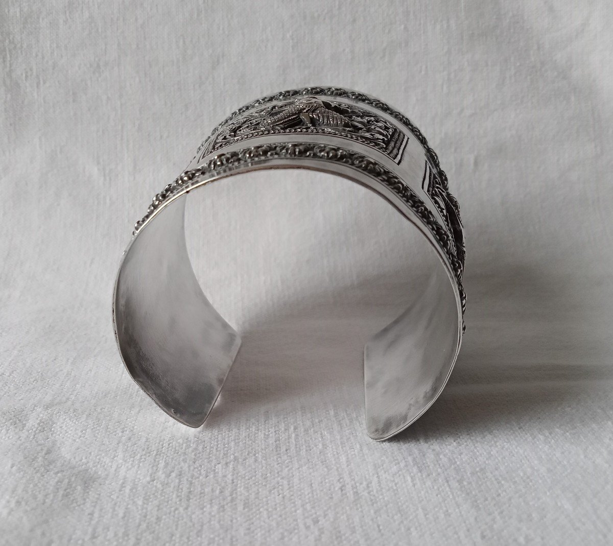 Solid Silver Indochina Cuff Bracelet -photo-7