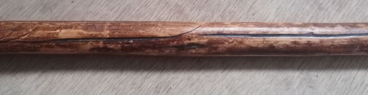 Old Mineralogist Geologist's Cane. Hazel Wood. Wrought Iron Pommel And Ferrule. XI-photo-4