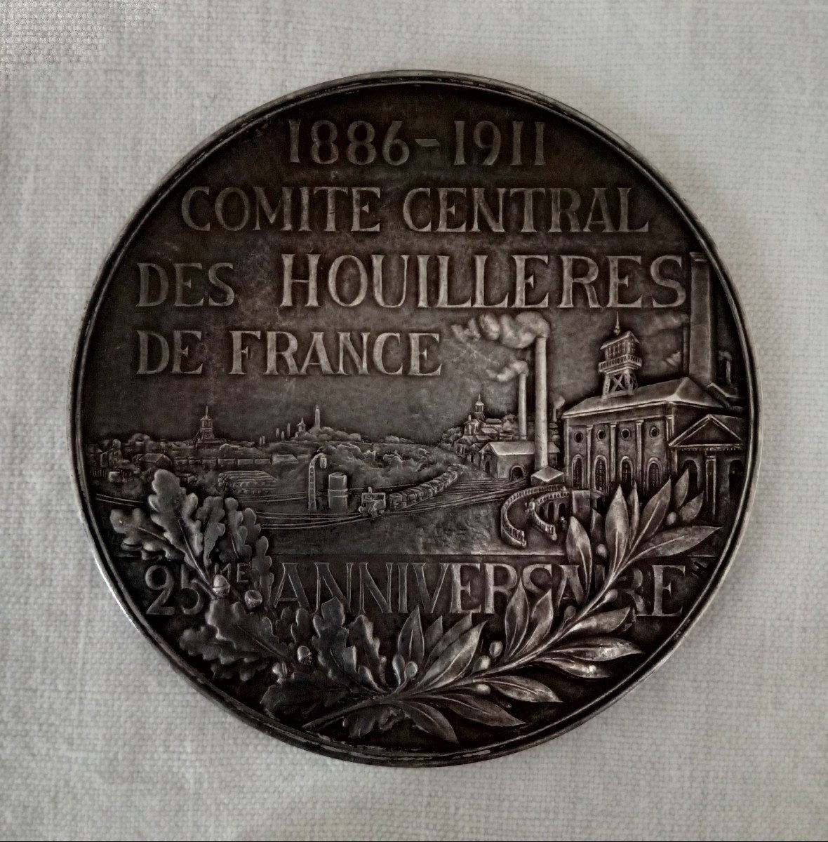 Médaille Comité des Houillères de France 1886 1911 argent massif  -photo-2