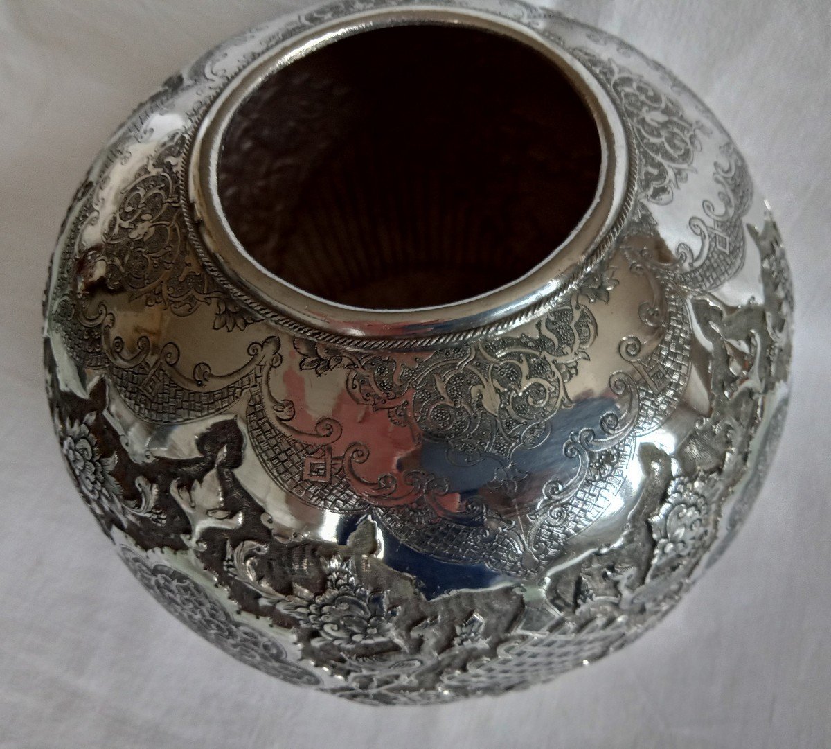 Vase en argent massif. Iran. Perse. Kadjar. 659 g. 1ére moitié  XXéme. -photo-6