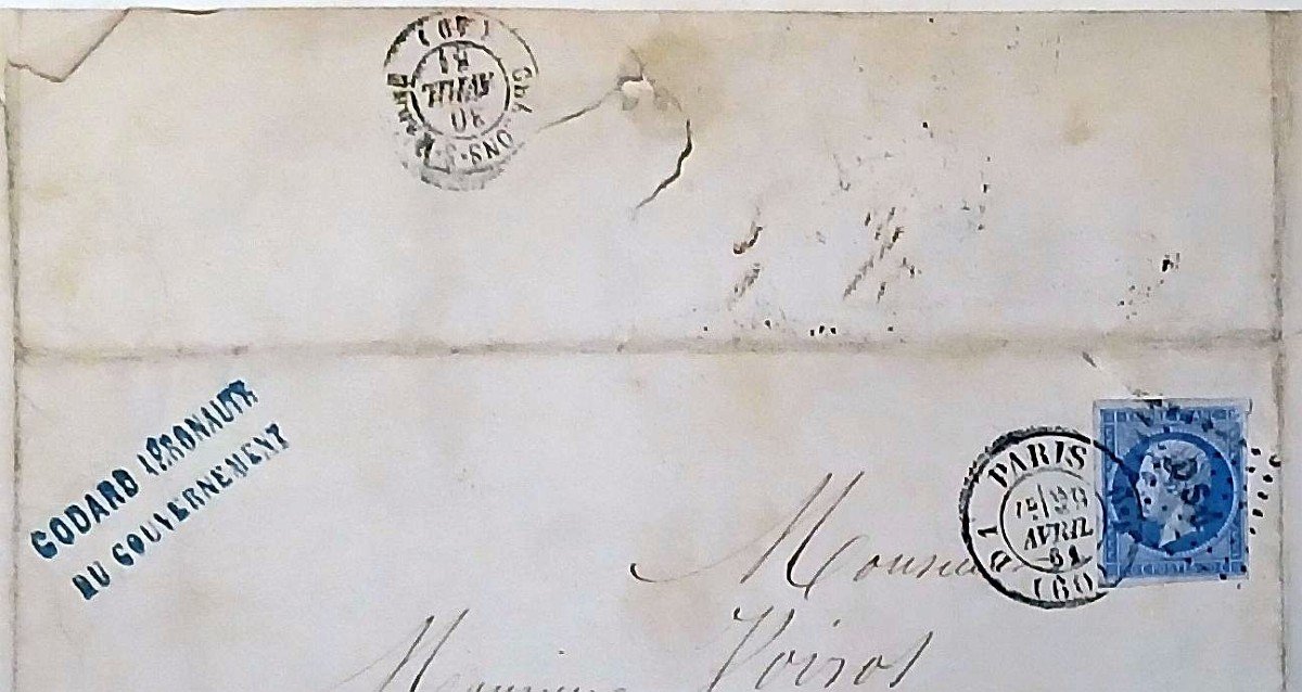 Montgolfière,ballon monté. GODARD.Aéronaute du gouvernement.1861.Autographe original -photo-1