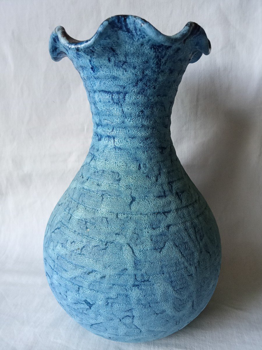 Accolay Blue Gauloise Vase From The 1970s-photo-4