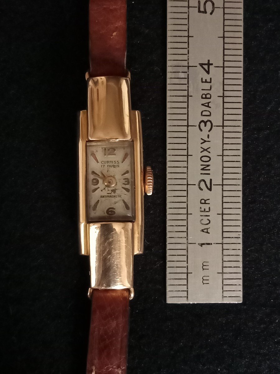 Montre tank Curtiss art déco or 18kt CIRCA  1930 à restaurer -photo-2