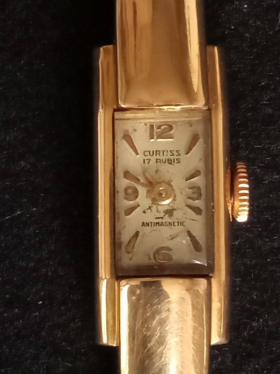 Montre tank Curtiss art déco or 18kt CIRCA  1930 à restaurer -photo-2
