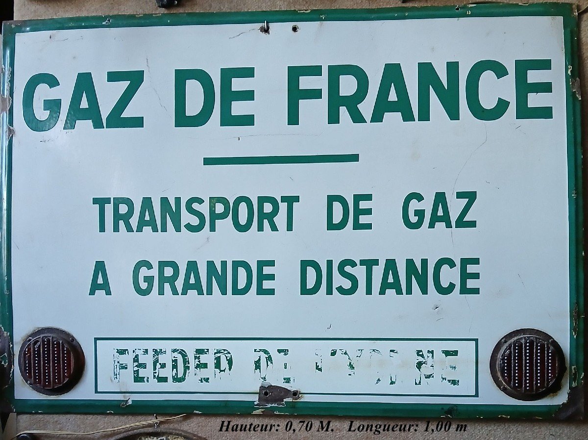 Grande tôle émaillée Gaz de France. Transport de gaz grande distance. 1950-photo-2