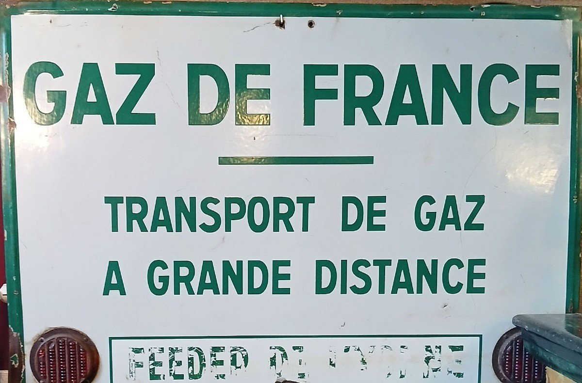 Grande tôle émaillée Gaz de France. Transport de gaz grande distance. 1950-photo-3