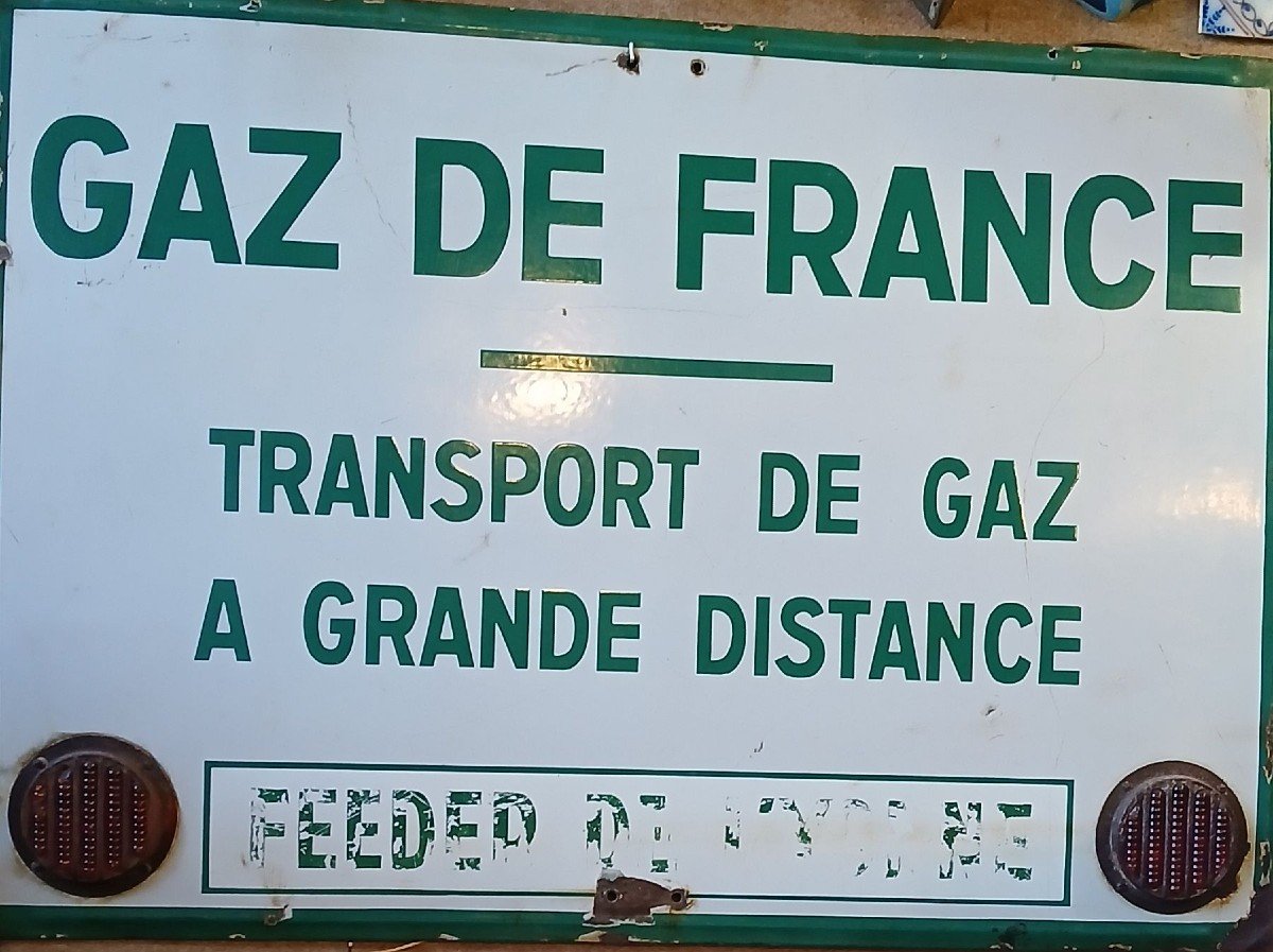 Grande tôle émaillée Gaz de France. Transport de gaz grande distance. 1950-photo-4