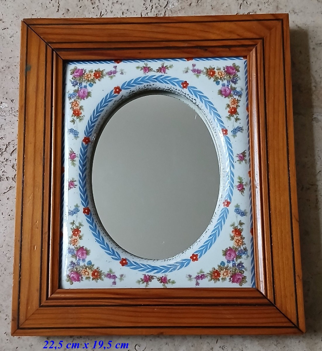 Vieux Paris. Miroir à poser en porcelaine polychrome et pichepin.-photo-2