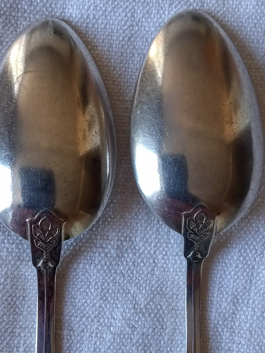 Small Solid Silver Spoons Lily Of The Valley Art Nouveau Swiss Goldsmith Jezler -photo-4