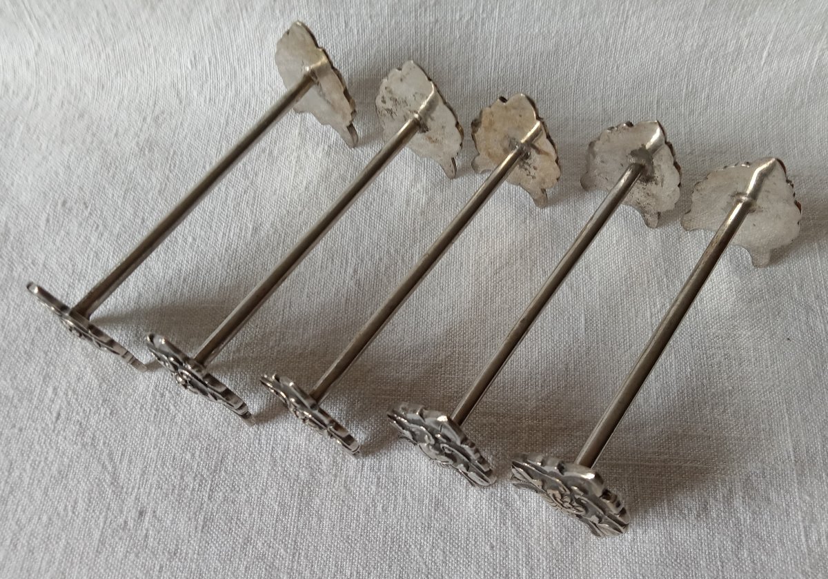 5-piece Solid Silver Knife Holders Plus 2 Pieces -photo-4