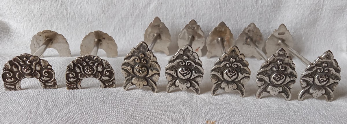 5-piece Solid Silver Knife Holders Plus 2 Pieces 
