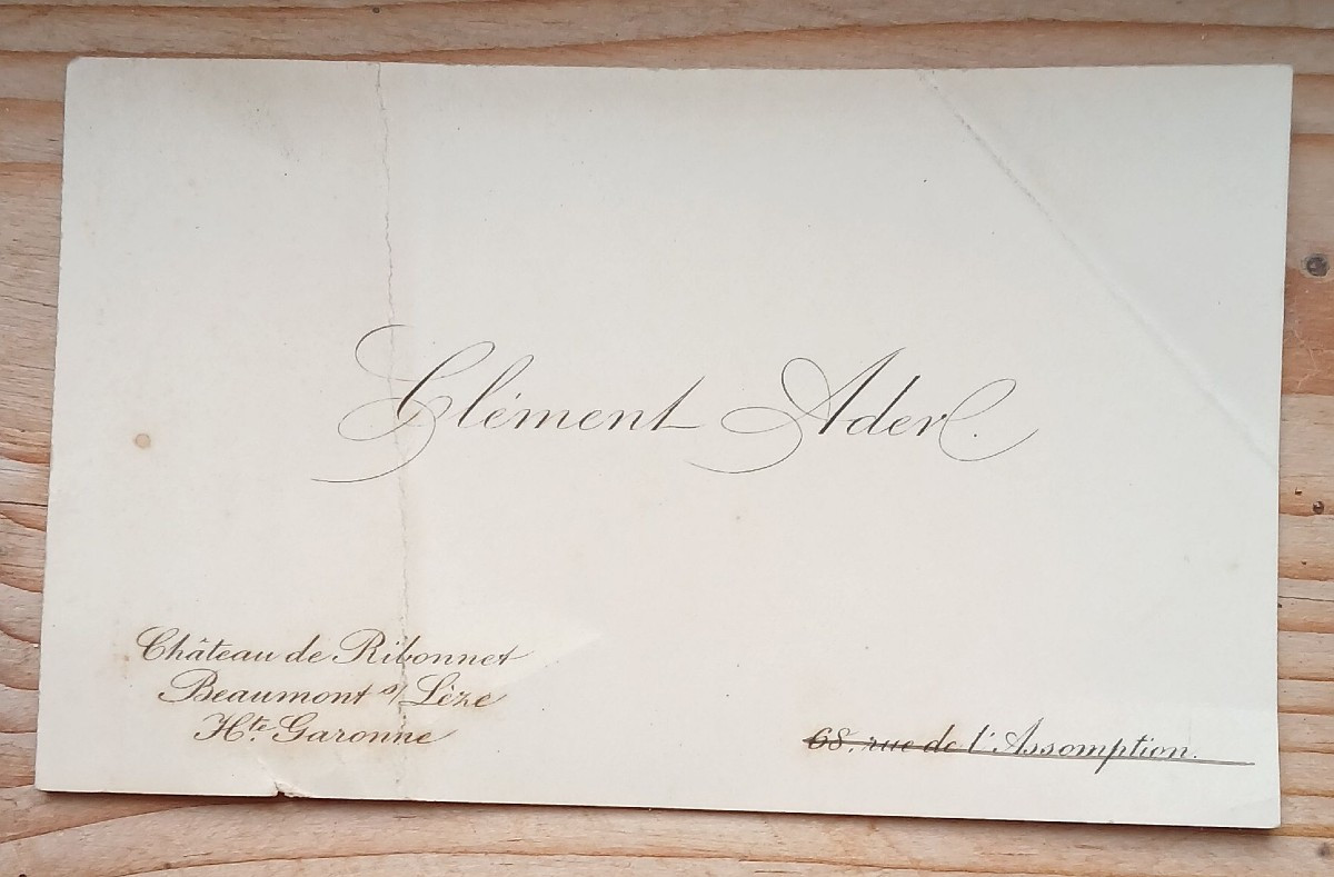 Business Card Of Clément Ader: The Father Of Aviation.