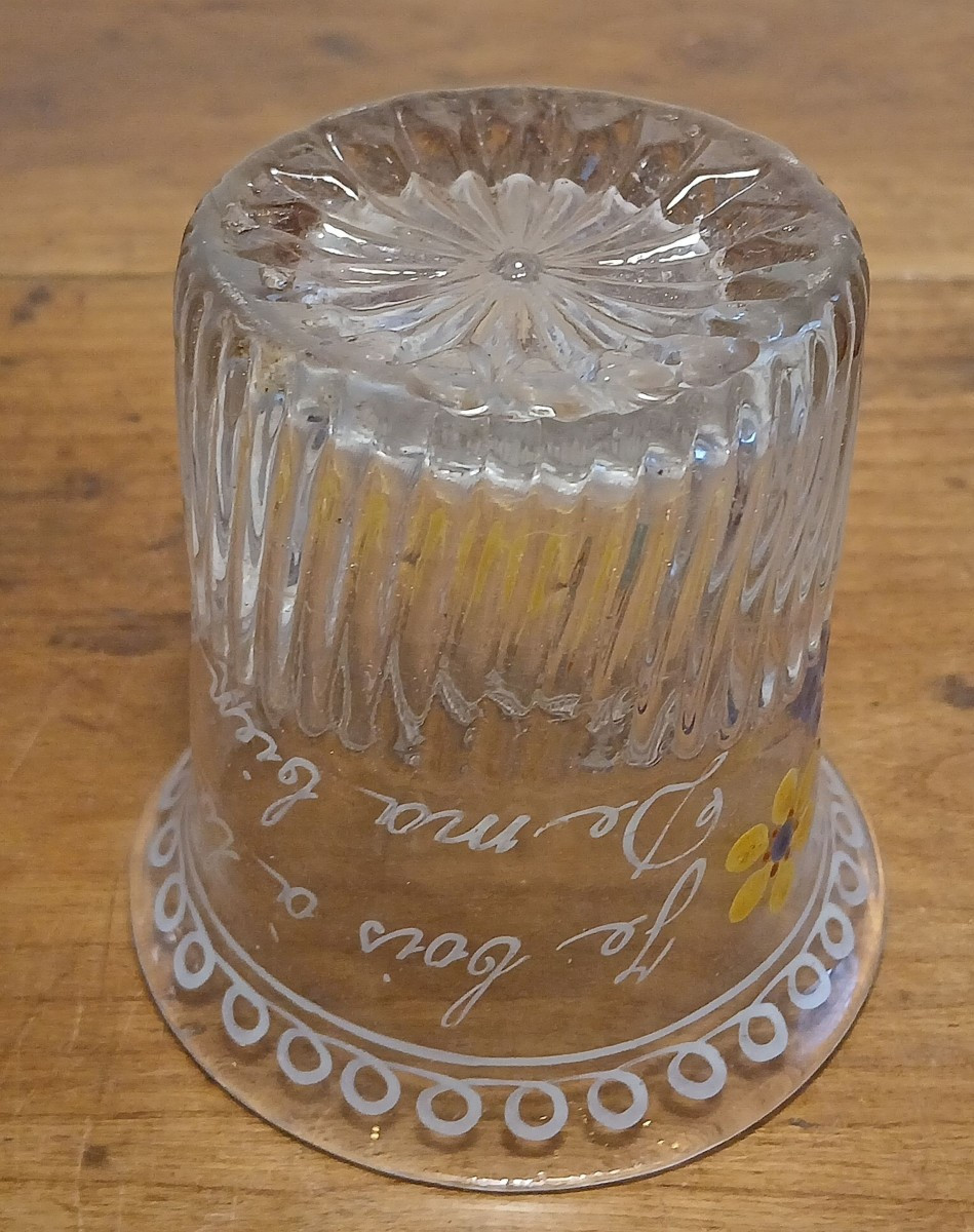 Polychrome Flowered Norman Glass Decorated With A Love Maxim.-photo-2