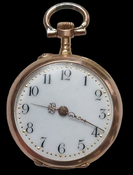 Gold Neck Watch With Enamel Decoration, 19th Century. -photo-2