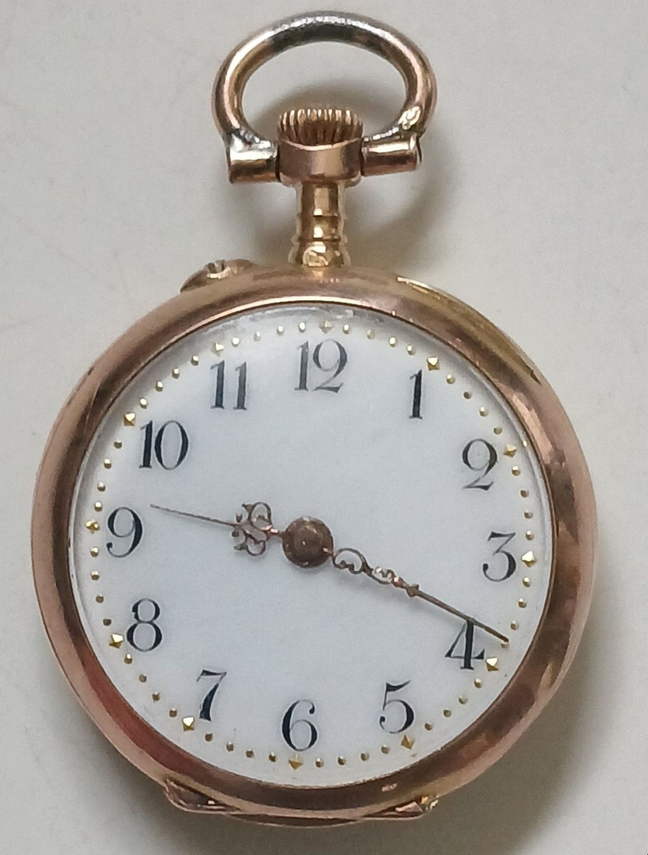 Gold Neck Watch With Enamel Decoration, 19th Century. -photo-3