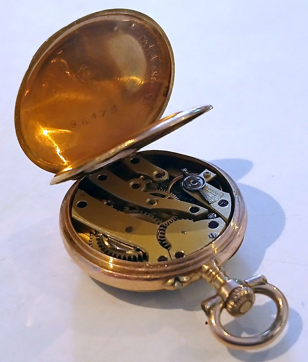 Gold Neck Watch With Enamel Decoration, 19th Century. -photo-6