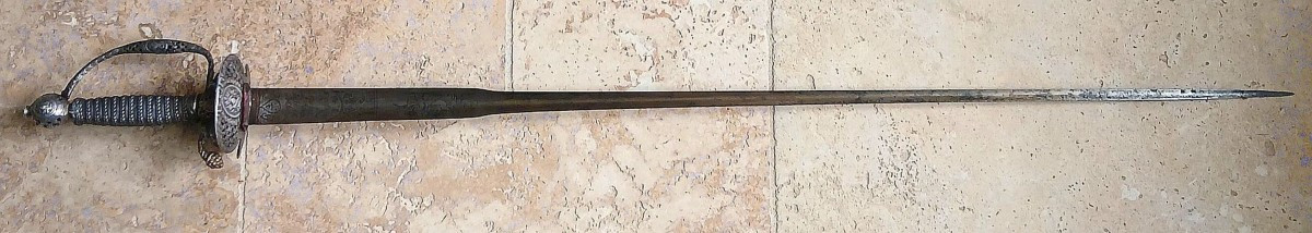 18th Century Silver-plated Iron City Sword.-photo-2
