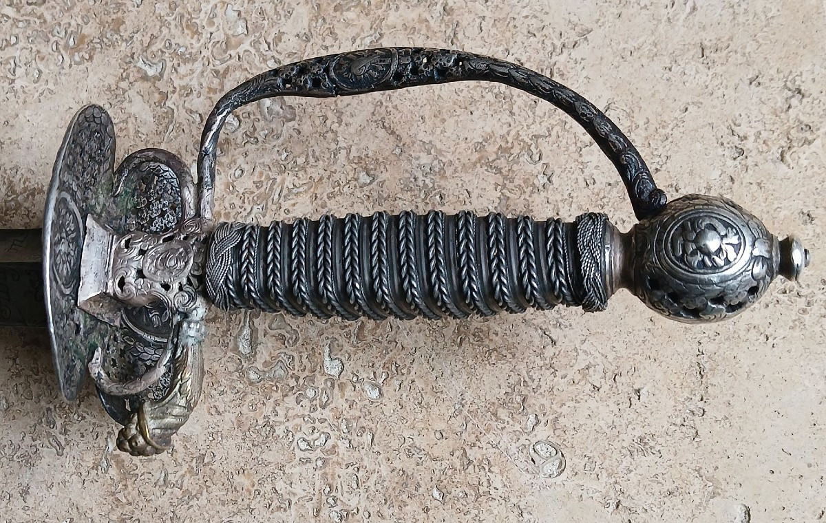 18th Century Silver-plated Iron City Sword.-photo-3