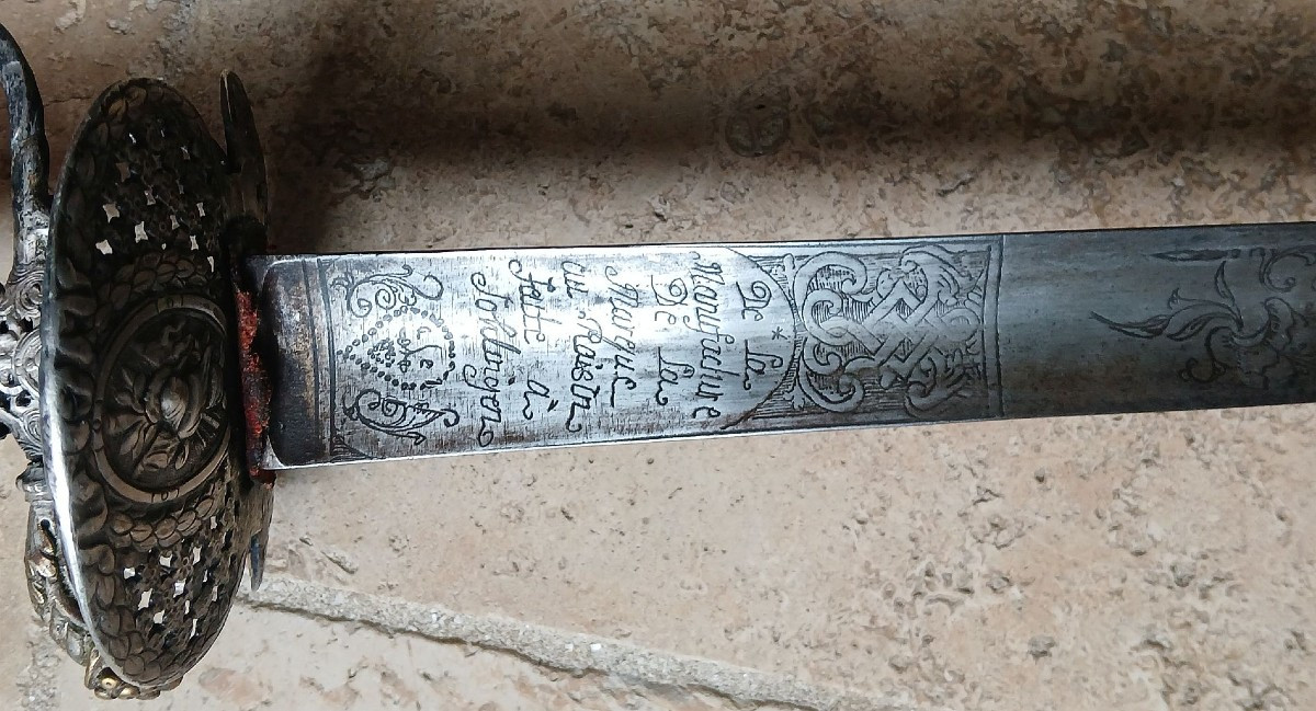 18th Century Silver-plated Iron City Sword.-photo-4