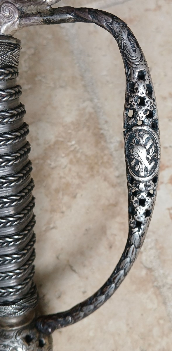 18th Century Silver-plated Iron City Sword.-photo-3