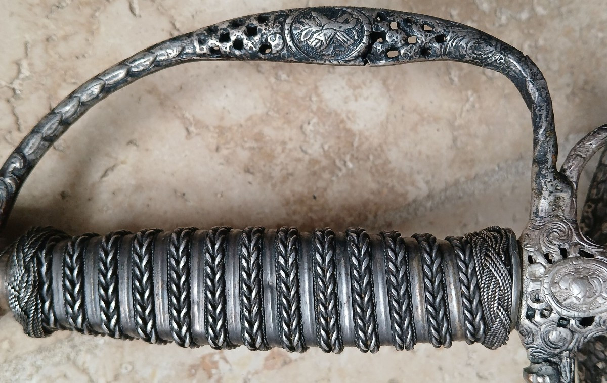 18th Century Silver-plated Iron City Sword.-photo-6