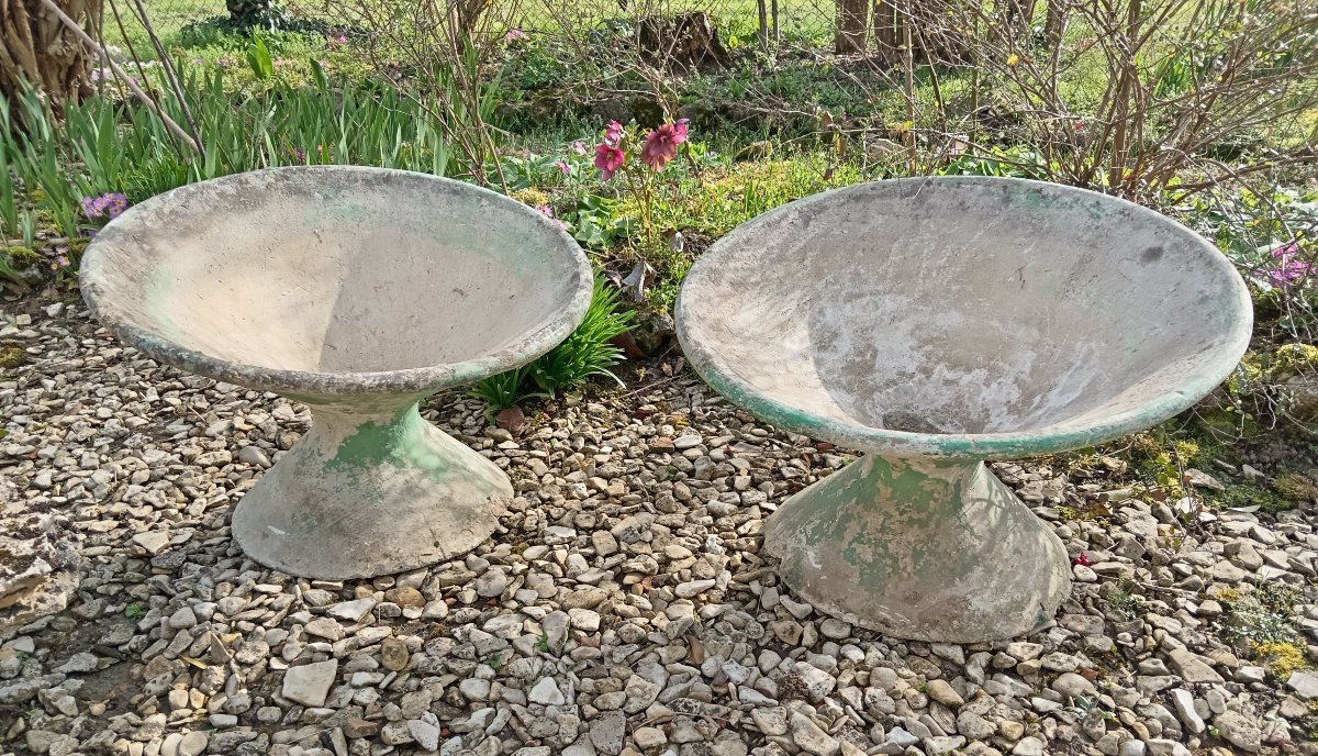 Pair Of Angled Diabolo Planters By Swiss Designer Willy Guhl. Vintage 1950s-photo-2