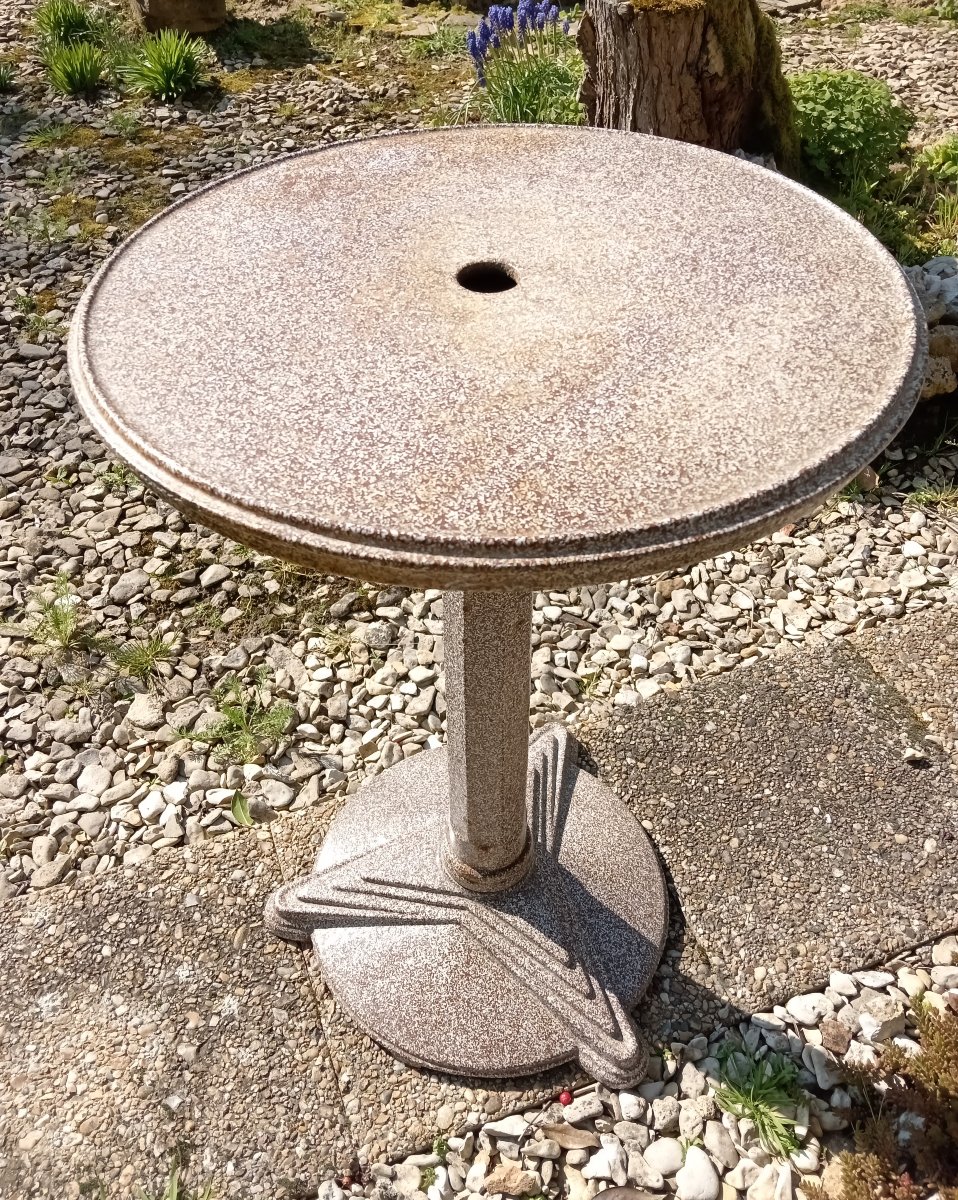 Art Deco Period Enameled Cast Iron Bistro Pedestal Table, Circa 1930-photo-2