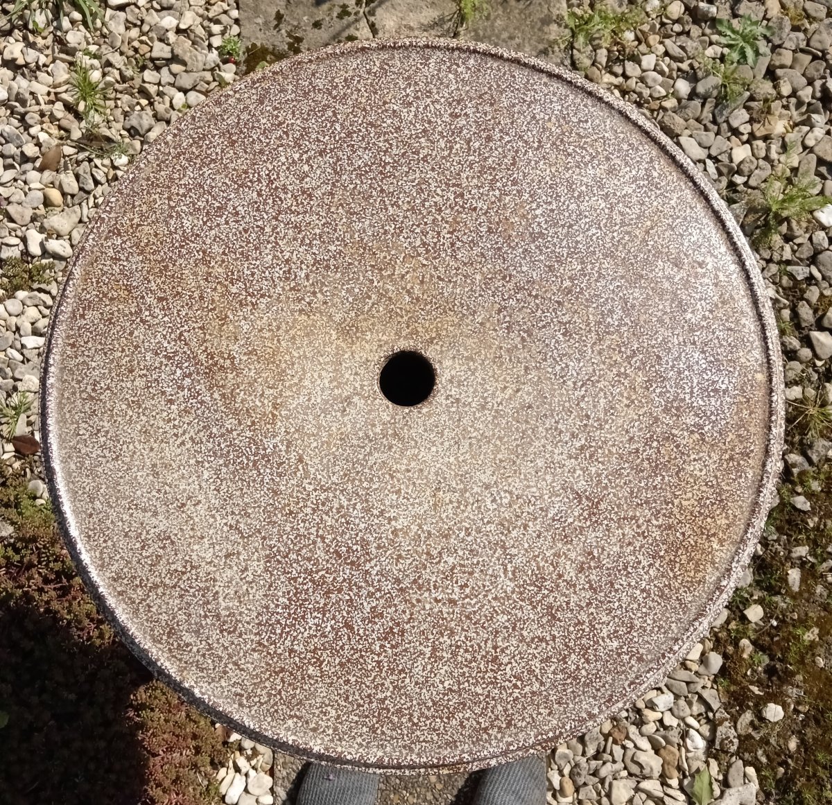 Art Deco Period Enameled Cast Iron Bistro Pedestal Table, Circa 1930-photo-4