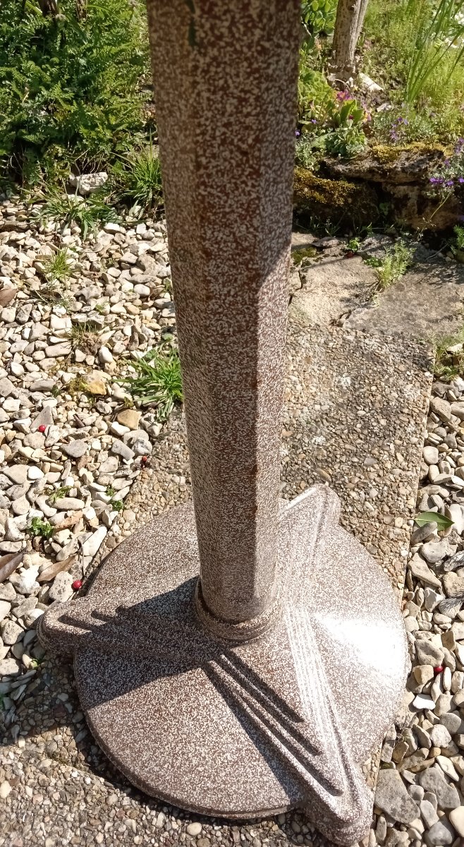 Art Deco Period Enameled Cast Iron Bistro Pedestal Table, Circa 1930-photo-2
