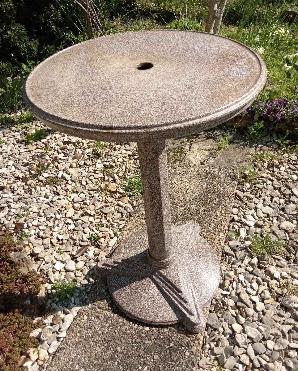 Art Deco Period Enameled Cast Iron Bistro Pedestal Table, Circa 1930