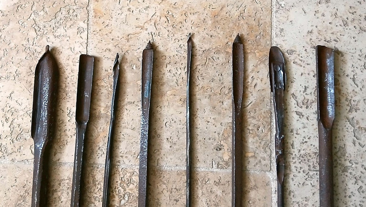 Canne épée, canne fusil, canne à système, outillage, gouges et forets en fer forgé du XIXéme. -photo-4