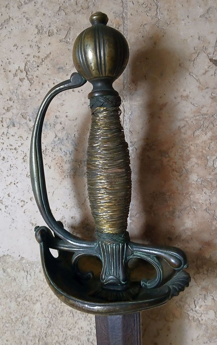 Epée française à la colichemarde à « pas d’âne » et garniture d’argent ( 17éme /18éme siècle )-photo-3