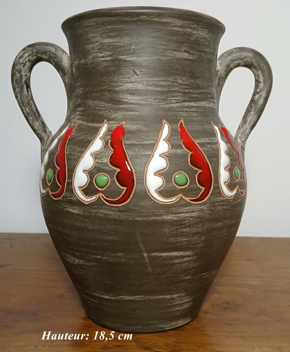 Accolay. Elie Barachant (1919-1993). Saint Cannat. Two-handled Glazed Ceramic Pitcher. 1950-photo-3