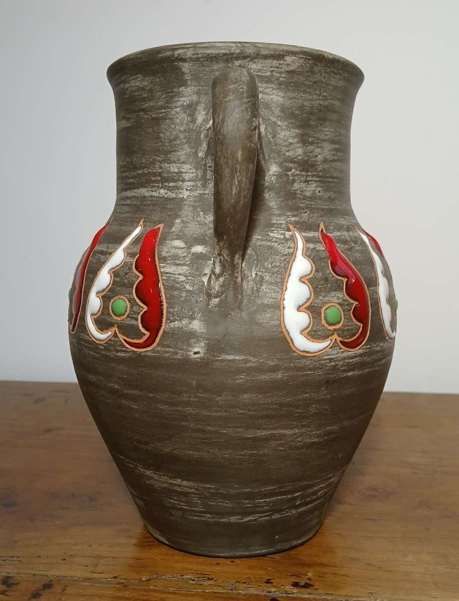 Accolay. Elie Barachant (1919-1993). Saint Cannat. Two-handled Glazed Ceramic Pitcher. 1950