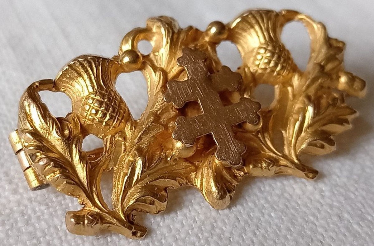 Broche croix de Lorraine chardons en or 18 carat 18 kt . CIRCA 1900-photo-3