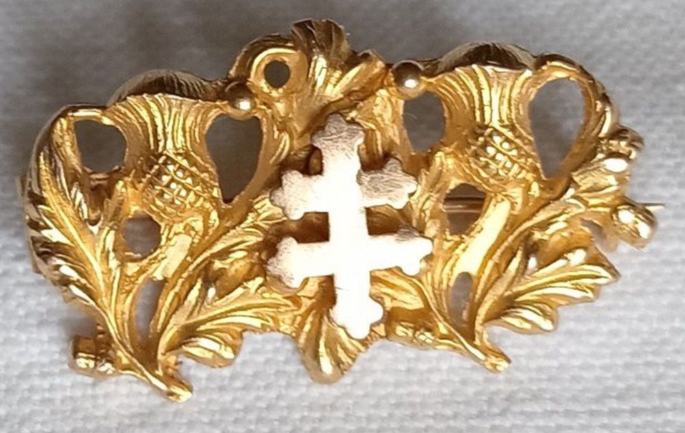 Broche croix de Lorraine chardons en or 18 carat 18 kt . CIRCA 1900-photo-4