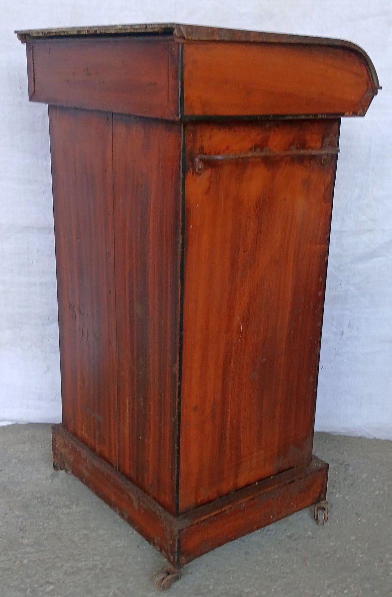 Tole peinte. Meuble de toilette. Trompe l’œil faux bois. -photo-3