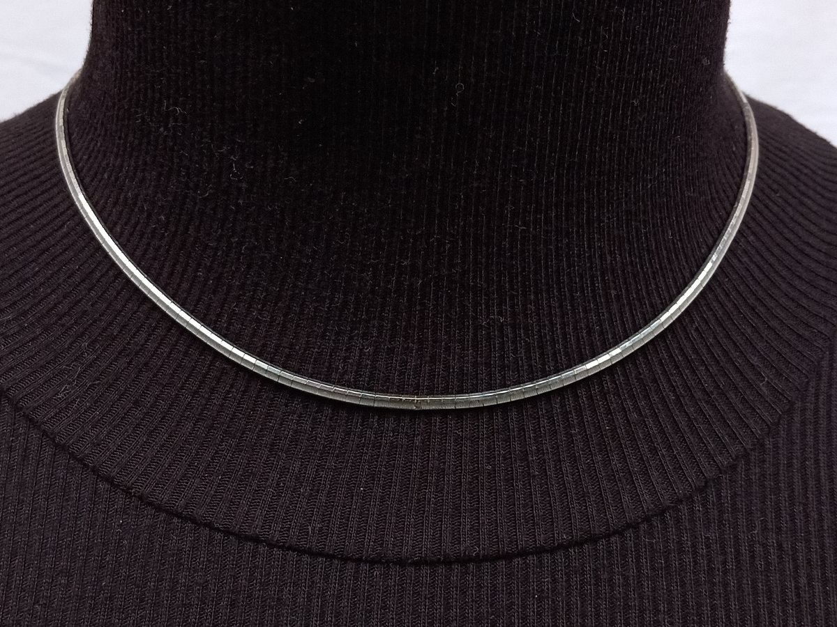 Choker Necklace, 18kt White Gold Omega Chain-photo-1